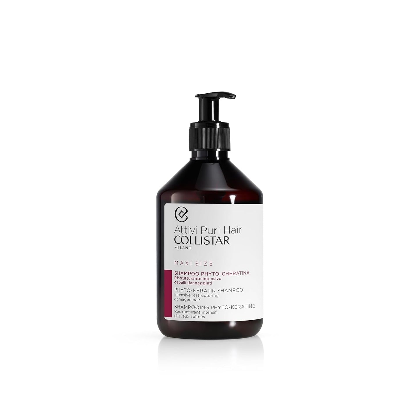 Collistar Activi Puri Hair Phyto Keratin Shampoo, intensiv, hrănitor, pentru păr deteriorat și fragil, format maxi, 500 ml Copii - Baie si Skincare Naty Shop Titlu implicit