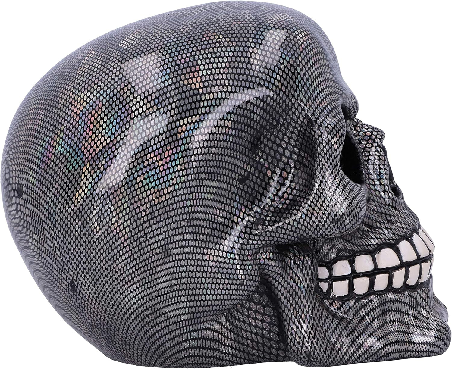 Craniu din plasă de pește argintiu holografic Ornament craniu din plasă de pește argintiu holografic, argintiu, 16,5 cm Statuete si sculpturi Naty Shop