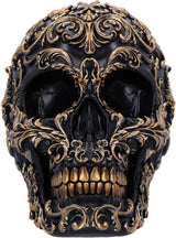 Craniu renascentist, 19 cm, rășină, negru și auriu, model baroc auriu, ornament craniu negru, decor gotic, turnat din cea mai fină rășină sintetică, pictat manual de experți Statuete si sculpturi Naty Shop