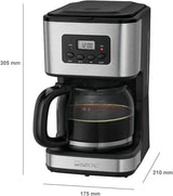 Cafetieră Clatronic® cu temporizator, carafă de 1,5 litri pentru 12-14 cești de cafea, temporizator LCD 24h, funcție de menținere la cald, antipicurare, filtru detașabil, afișaj și lumini indicatoare, 900W - KA 3642