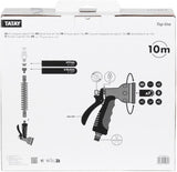 Set furtun spiralat TATAY 10 m cu accesorii din plastic cu protecție UV, ideal pentru terase și grădini mici.
