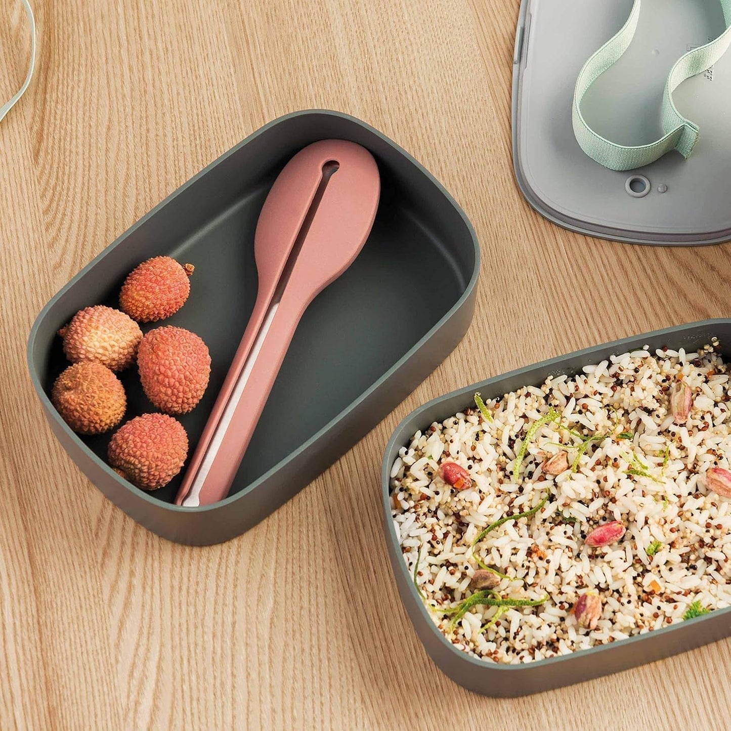 BergHoff cutie bento dublă - Leo (set cutie de prânz 19x12.5x9 cm, două cutii, rezistent la microunde, sigiliu etanș, rezistent la spălarea vaselor, ideal pentru gustări / gustări / salată) 3950126 Cutii depozitare alimente Naty Shop