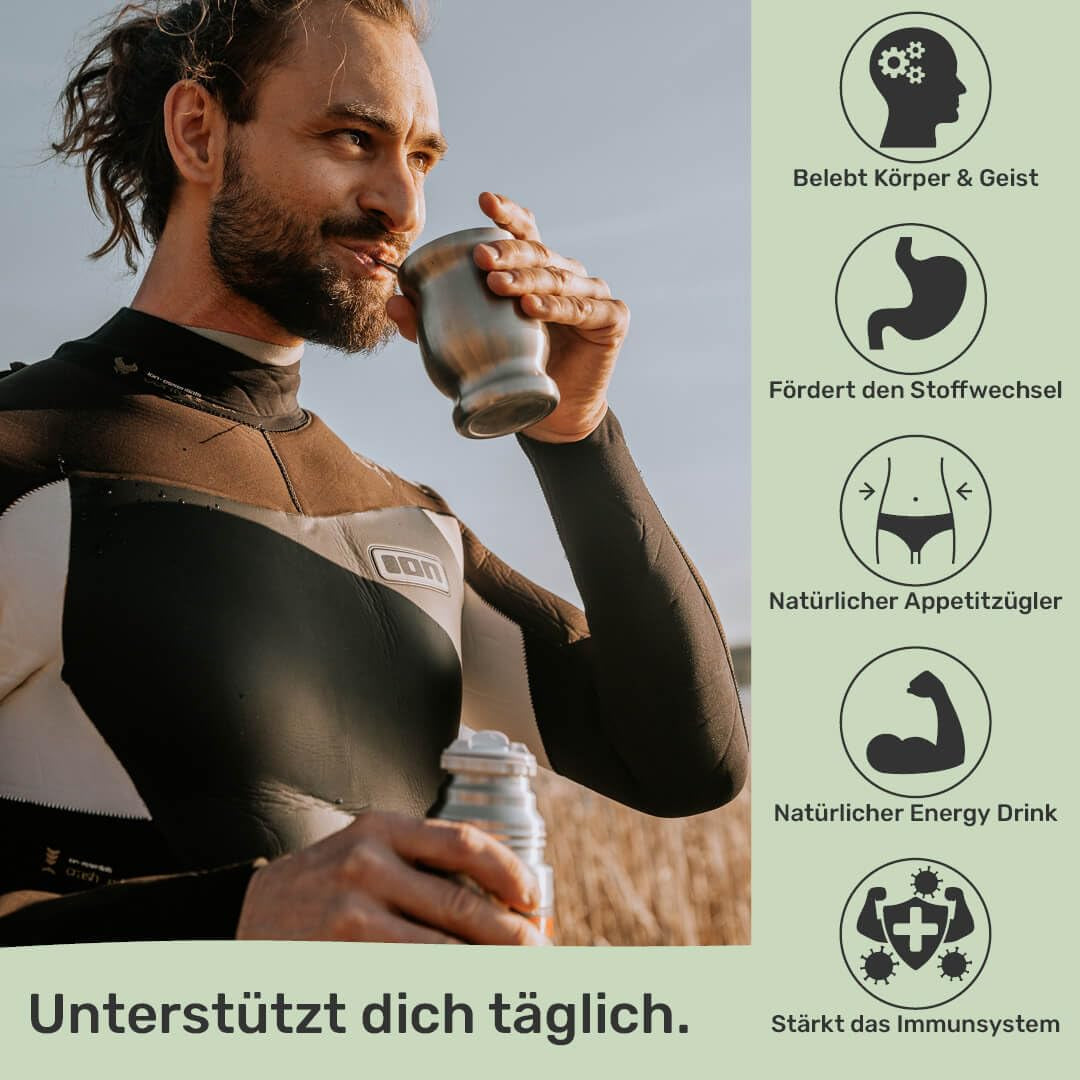 Ceai Mate Bio 1 kg Frunze de mate pure, proaspete și verzi, ecologice și uscate la aer Yerba Mate organic controlat, certificat și ambalat în Germania