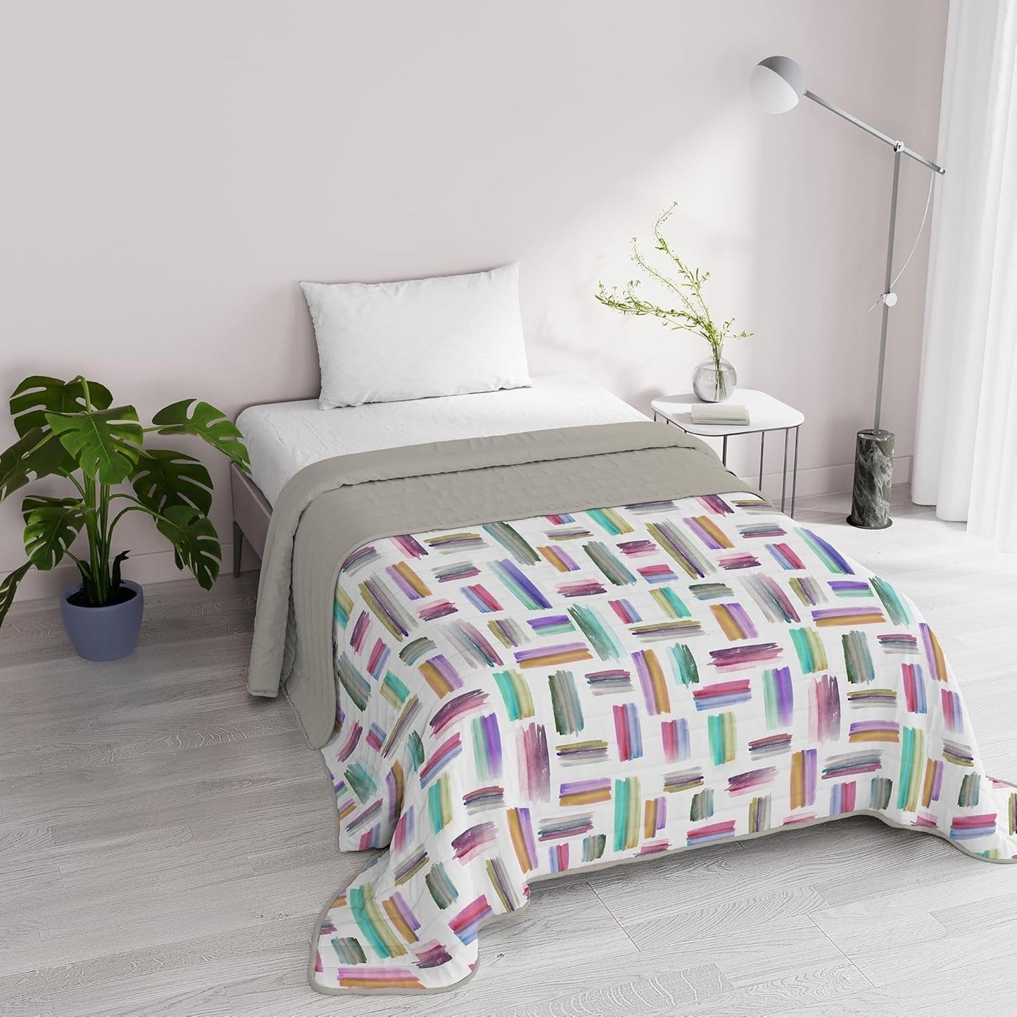 Lenjerie de pat italiană Fantasy, microfibră, pentru vară, 1,5 paturi, Murrine Plapumi si pilote Naty Shop Multicolor 1 Posto E Mezzo
