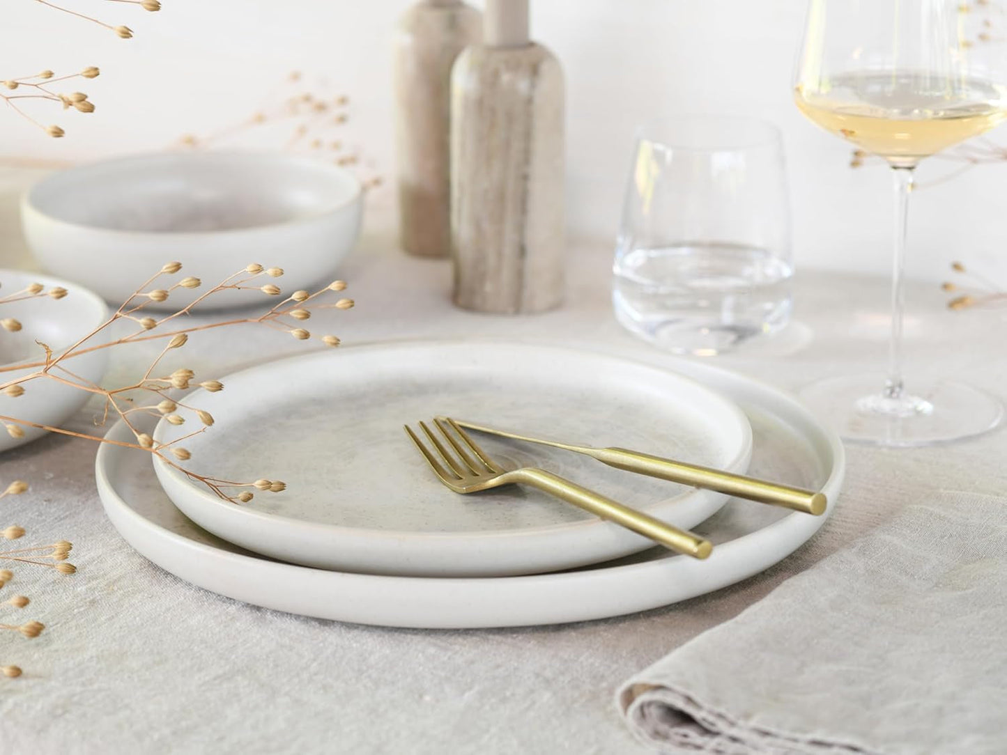 CreaTable, 23714, seria Uno Athena, set de veselă cu 12 piese pentru 4 persoane, set de farfurii din gresie, potrivit pentru mașina de spălat vase și cuptorul cu microunde, fabricat în Portugalia