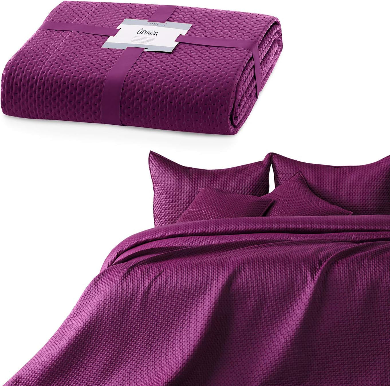 Ameliahome cuvertură de pat 200X220 Cm cuvertură de pat verde închis cu două fețe embosate Matt Satin Carmen Paturi si Cuverturi Besuche den AmeliaHome-Store Carmen Violet 260X280 Cm