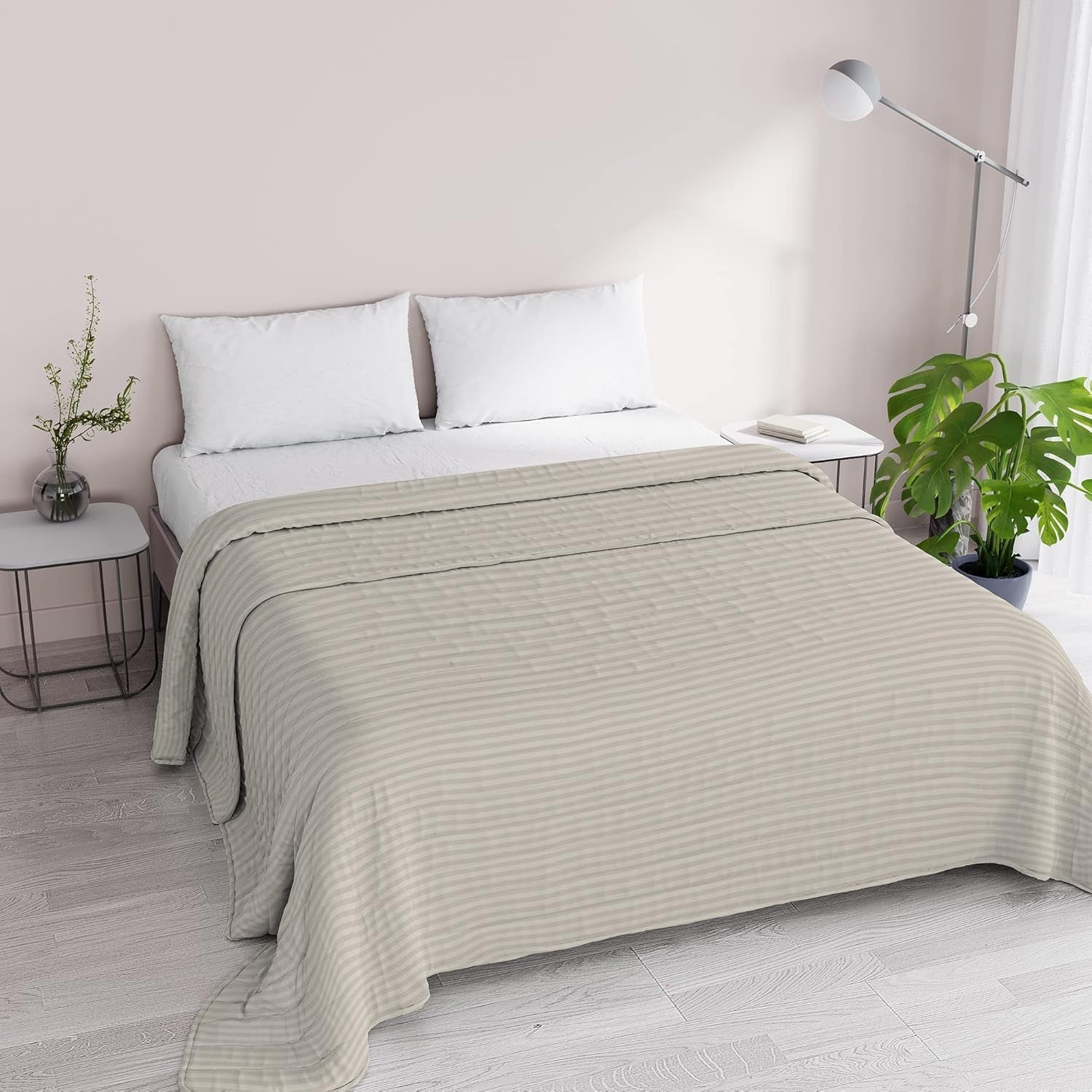Cuvertură de vară Satin Stripes, poliester, crem, 260X250 Cm Plapumi si pilote Naty Shop Turtle porumbel 260X250 Cm