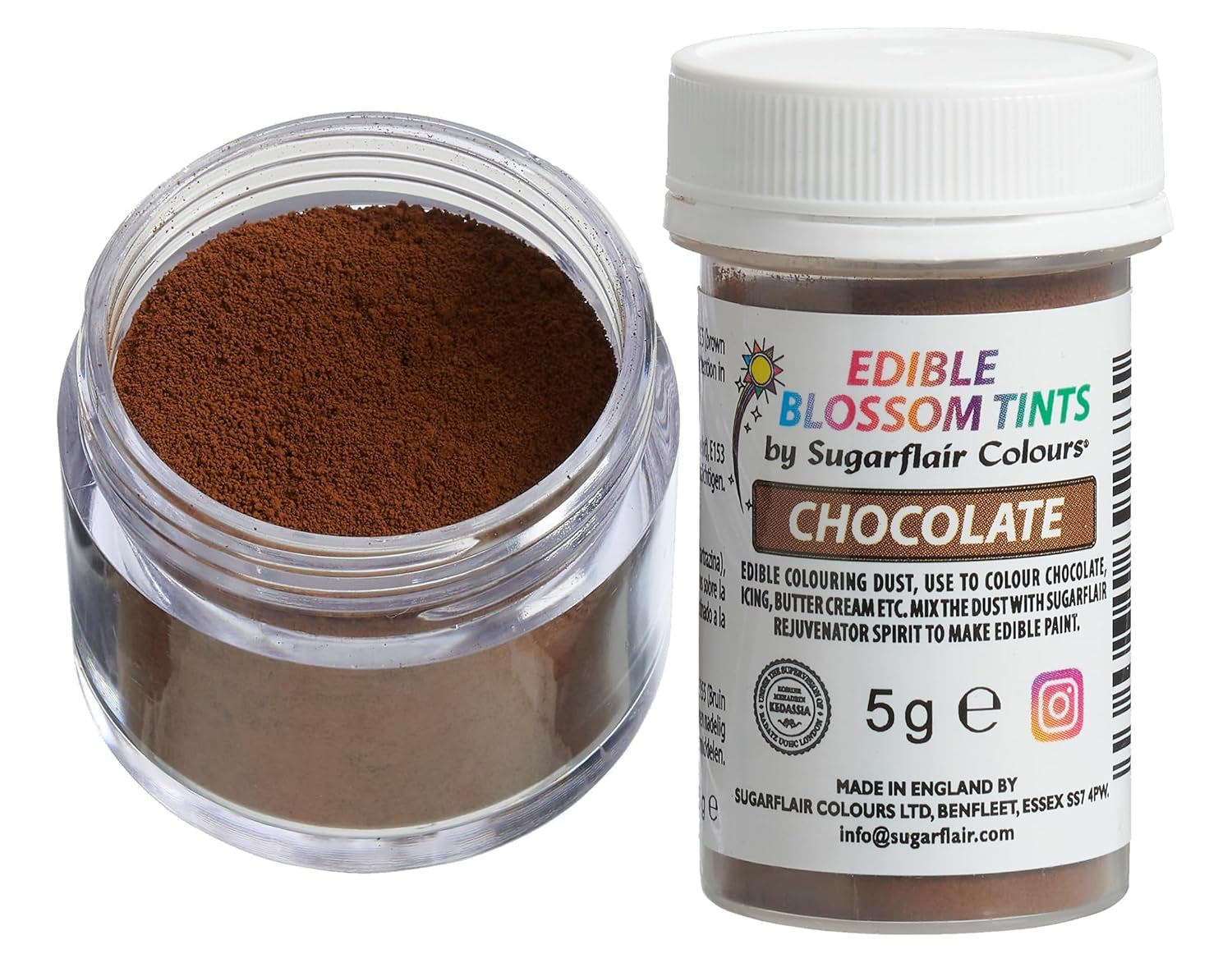 Sugarflair Blossom Tint Dust Pudră de Colorant Alimentar Ciocolată - Pudră de Colorant Alimentar pentru Decoruri de Tort, Pastă de Zahăr, Fondant, Glazură, Ciocolată, Cremă de Unt, Macarons și Mai Multe - 5G