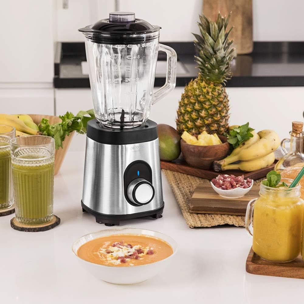 Cecotec Mixer Glas Power Schwarz Titan 1000 INOX. 1000 W, Edelstahlgehäuse, 6-Blatt-Blatt Mit Schwarzer Titanbeschichtung, 1,5-L-Glaskrug, 5 Geschwindigkeiten [Energieeffizienzklasse a +] Bucatarie Naty Shop