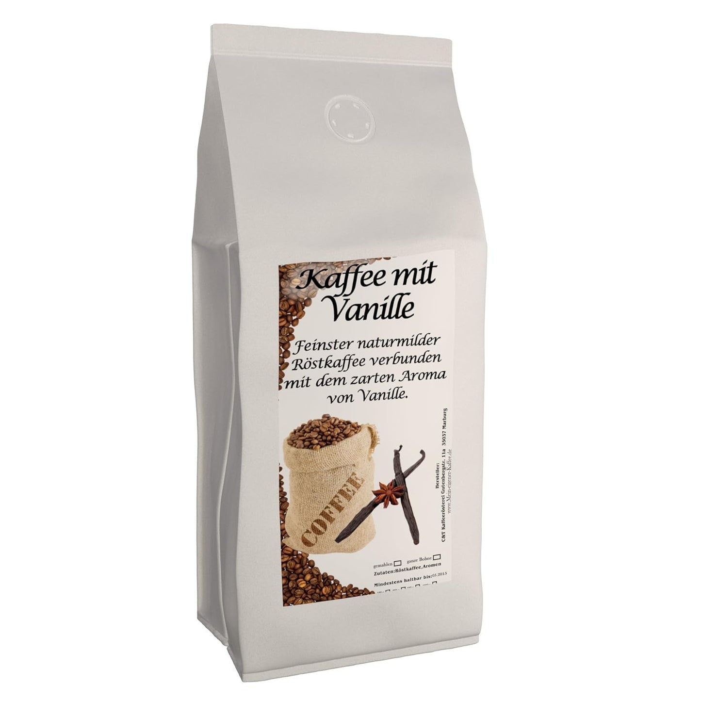 aromatisierter Kaffee Vanille, 500 g, ganze Bohne