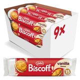 Lotus Biscoff | Biscuiți gemeni tip sandwich cu umplutură de cremă Biscoff | 15 biscuiți tip sandwich per pachet | Doar ingrediente naturale | Vegani | Fără coloranți sau arome adăugate | 9 x 150g | 1,35 kg