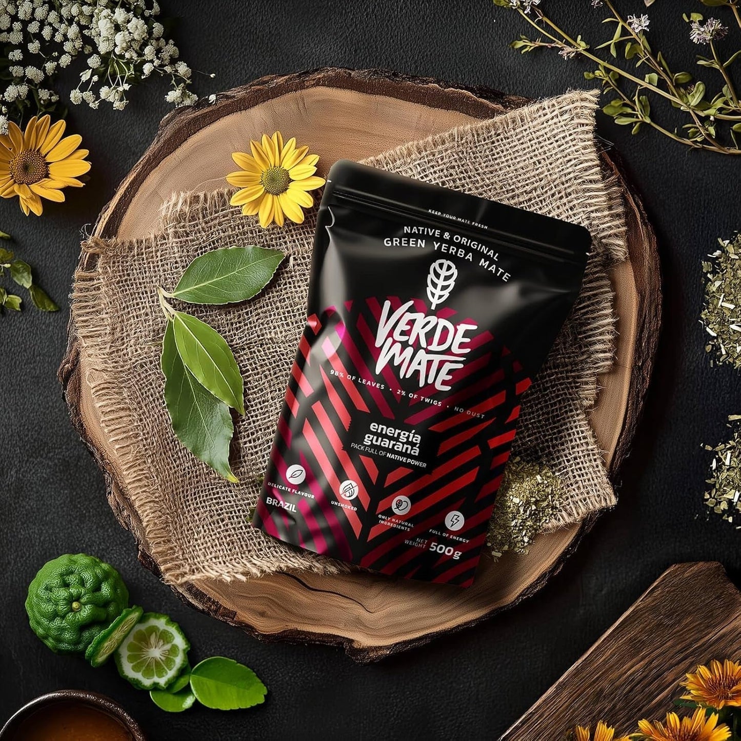 Verde Mate Green Orgánica Energia Guarana 500G | Ceai Yerba Mate organic din Brazilia | Conținut natural de cofeină | Ceai Mate organic