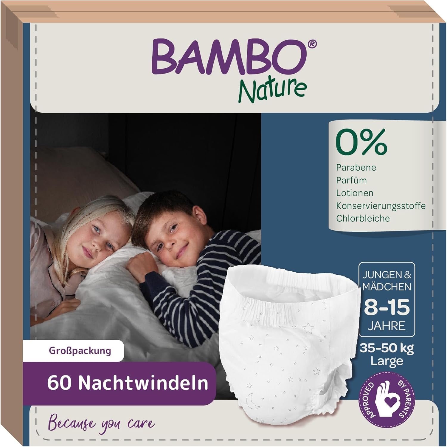 Scutece Bambo Dreamy Nighttime Pull-Up, mărime mare (35–50 kg/77–110 lbs), pachet de 10 | Scutece pull-Up pentru copii | Chiloți de noapte ultra-absorbanți pentru enurezis