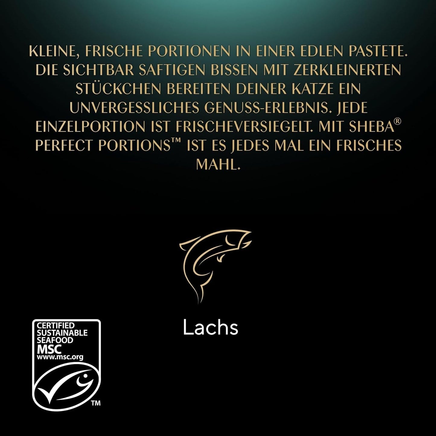 Pateu pentru pisici SHEBA Perfect PORTIONS cu somon, certificat MSC, 8 x 3 x (2 x 37,5g) = 225g (Ambalajul va fi actualizat)