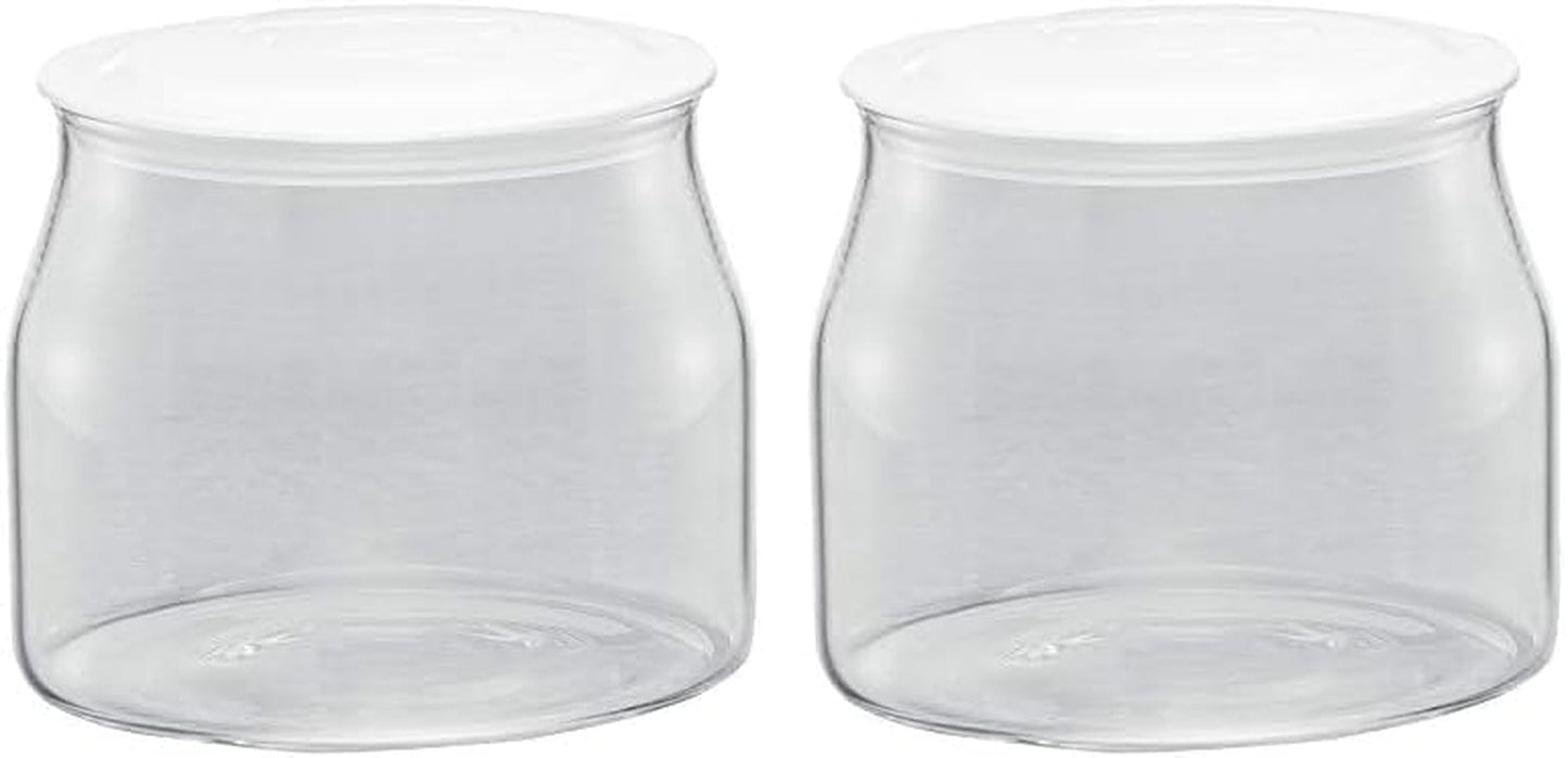 Borcan de schimb Rommelsbacher JG 1 pentru preparatorul de iaurt și cremă de brânză JG 80-1,2 litri, cu capac (pachet de 2) Cutii depozitare alimente Naty Shop Transparent/alb 1 bucată (pachet de 2)