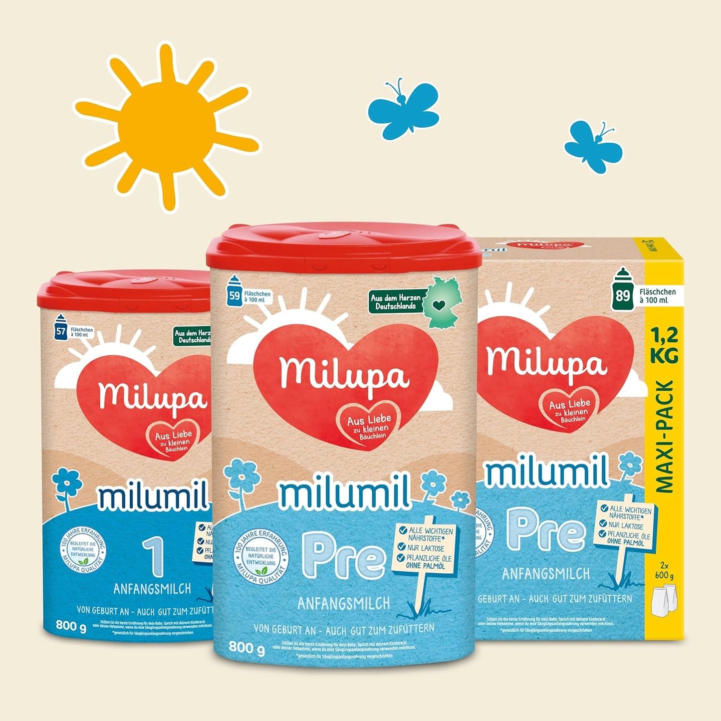 Milumil Milupa Lapte praf pentru bebeluși, primul lapte de la naștere, 800 g