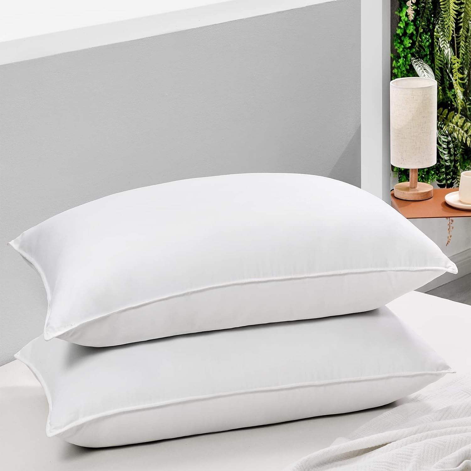 HARBOREST Pernă de pat pentru dormit, 2 bucăți, Pluș de lux, Pernă alternativă, Bună pentru cei care dorm lateral și pe spate, Colecția hotelului, Pernă, Standard/Queensize, 50.8 X 66 Cm Perne standard Naty Shop Titlu implicit