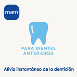 Inel de dentiție MAM, de la 2 luni, ușurare imediată pentru erupția dentară ulterioară, extra ușor și ușor de prins și ținut în mână, include cataramă, ușor de curățat, neutru, 1 bucată
