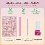 Set unghii false balerină - 240 bucăți unghii false roz liliac delicat, unghii false cu acoperire completă pentru lipire, set vârfuri unghii false pentru manichiură și artă unghii pentru femei și fete (roz lavandă)