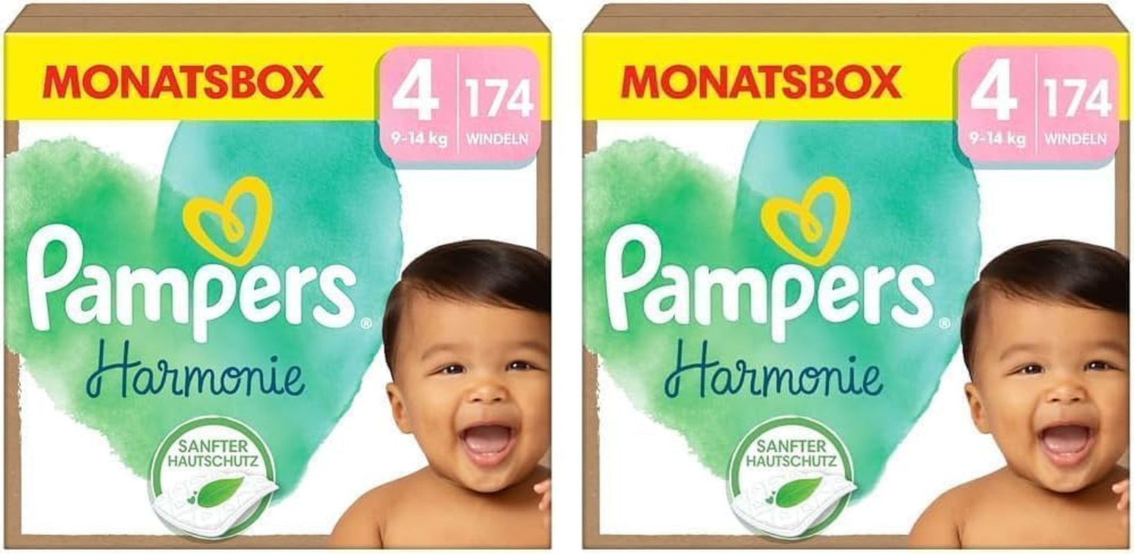 Scutece Pampers Harmony mărimea 4, 174 scutece, 9 kg-14 kg, protecție delicată a pielii cu protecție 100% Pampers