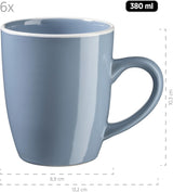 MÄSER 931844 Set de veselă modernă din seria Elissa pentru 6 persoane, albastru cu margine albă, set combinat cu 24 de piese, ceramică