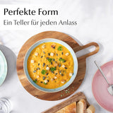 MIAMIO - Farfurii de masă, set de 6 (850 ml) / Farfurii mari și adânci pentru paste, set de farfurii pentru 6 persoane, bol de salată ceramic / Se poate spăla în mașina de spălat vase și în cuptorul cu microunde - Colecția Las Palmitas