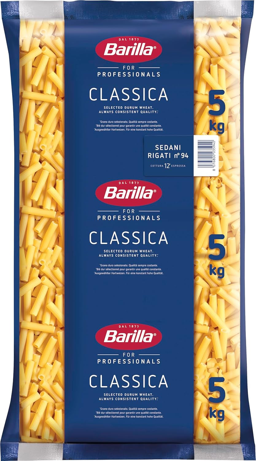Paste Penne Rigate din grâu dur Barilla n. 73 – Pachet de 1 (1x5kg)