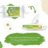OLA hârtie igienică umedă - (1X40 bucăți) Șervețele umede - extract de mușețel și acid lactic, spălabile, piele sensibilă - 40 bucăți