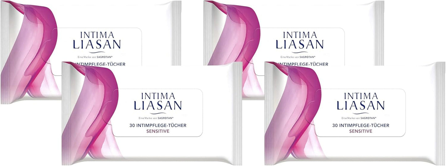 Intima by Sagrotan Șervețele de îngrijire intimă Sensitive, fără săpun și fără alcool, 30 bucăți (pachet de 4)