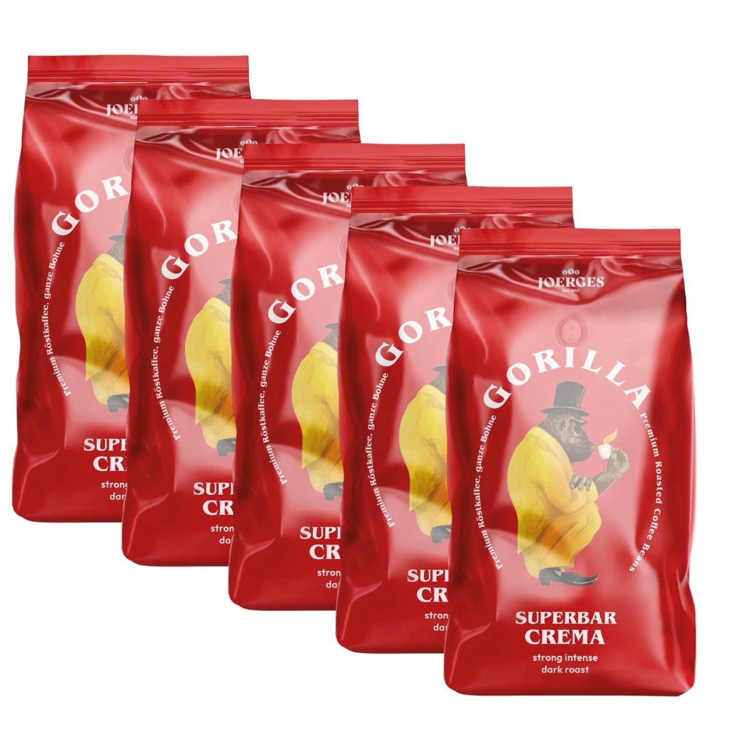 Boabe de cafea Joerges Espresso Gorilla Super Bar Crema, pachet de 5 (5 x 1 kg)