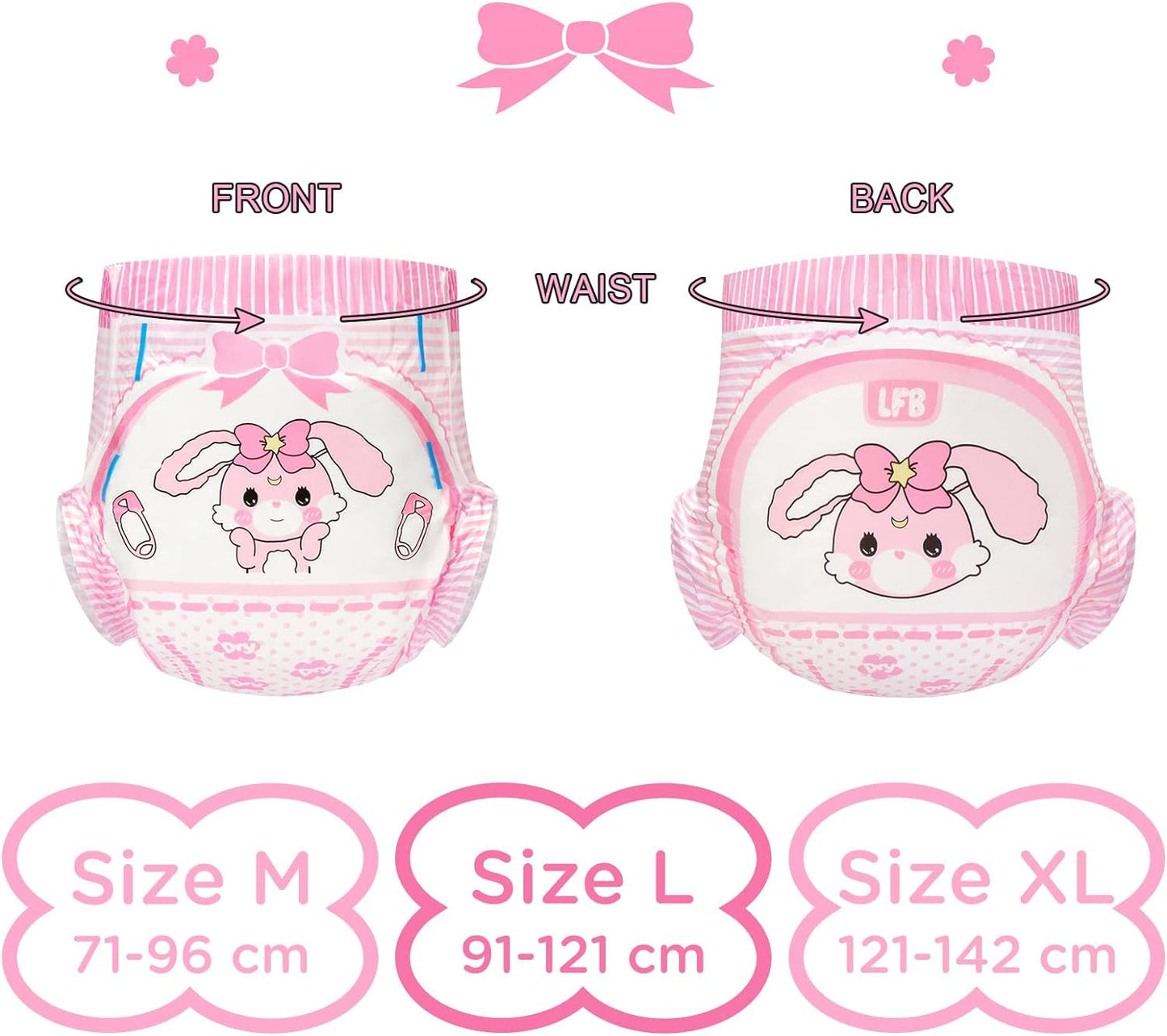 Scutece imprimate pentru adulți 5500-5800 ml, 10 bucăți - Baby Usagi (XL)