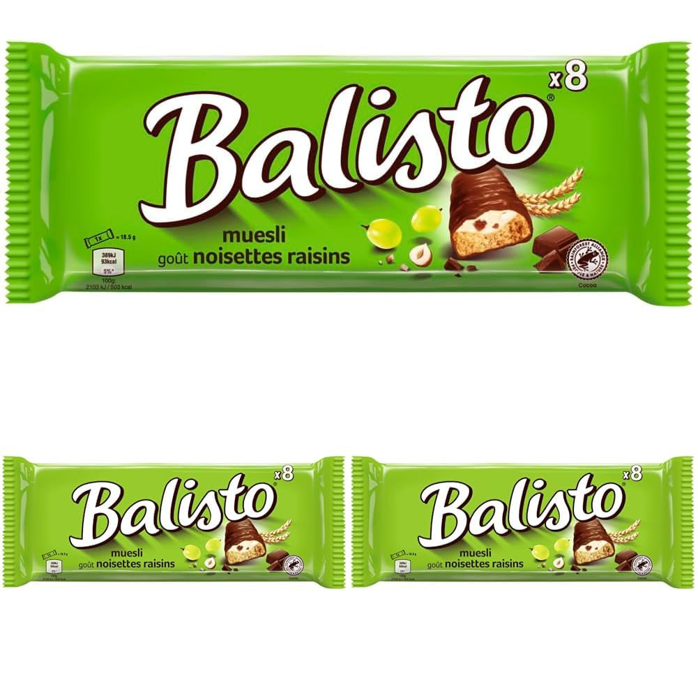 Balisto Chocolate Pack Vrac, Yoberry, Batoane de ciocolată cu cereale și iaurt, 8 x 18,5 g, Ciocolată, Batoane Muesli, Pachet Vrac de ciocolată (148 g)