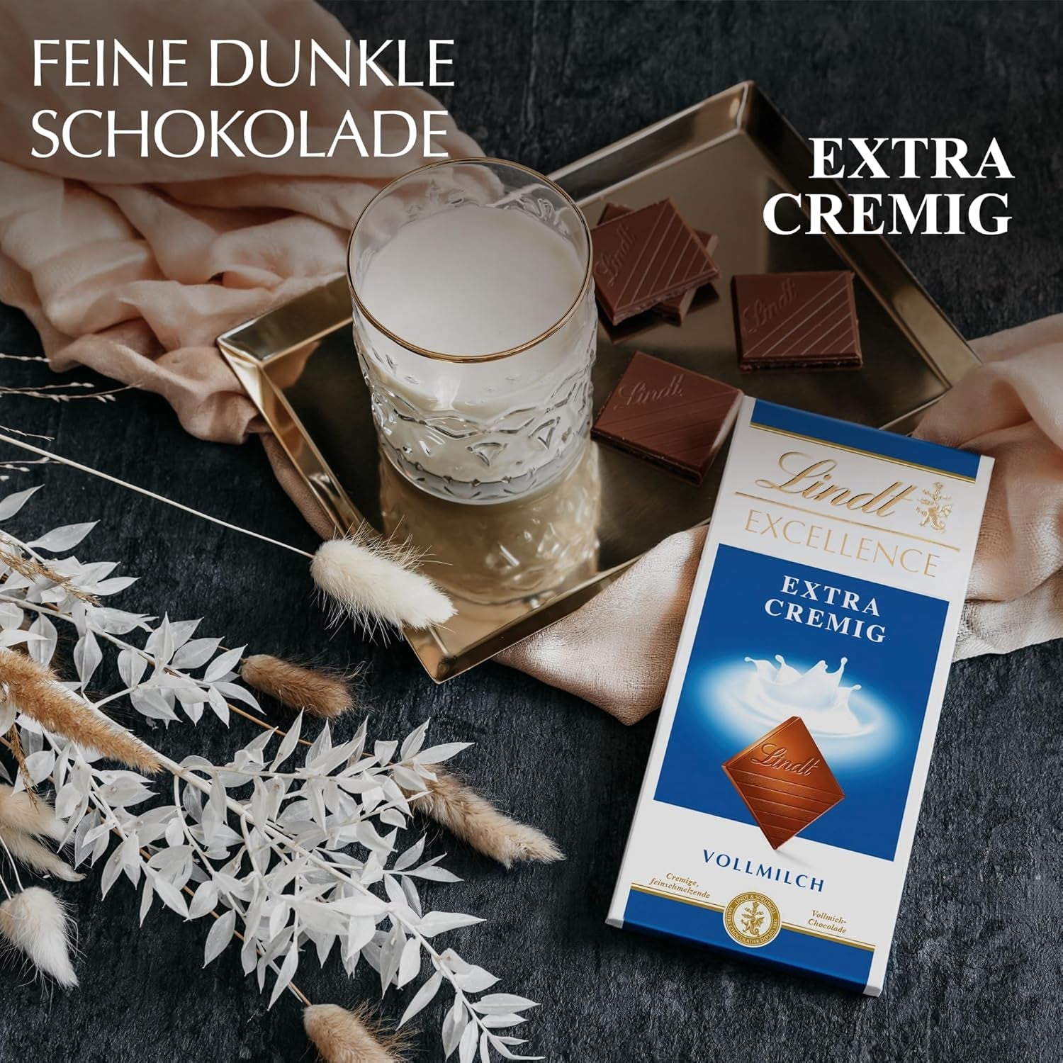Lindt EXCELLENCE Ciocolată cu lapte extra cremoasă | Baton 100g | Ciocolată cu lapte fină, premium, cu o aromă cremoasă și lăptoasă | Aromă intensă și persistentă | Cadou de ciocolată