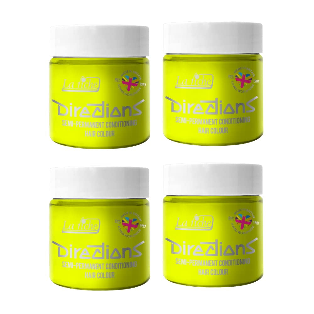 Culoare de păr semipermanentă Directions 100 ml cutie 4 pack (Pillarbox Red) Vopsea pentru par Naty Shop Galben 100 Ml (pachet de 4)