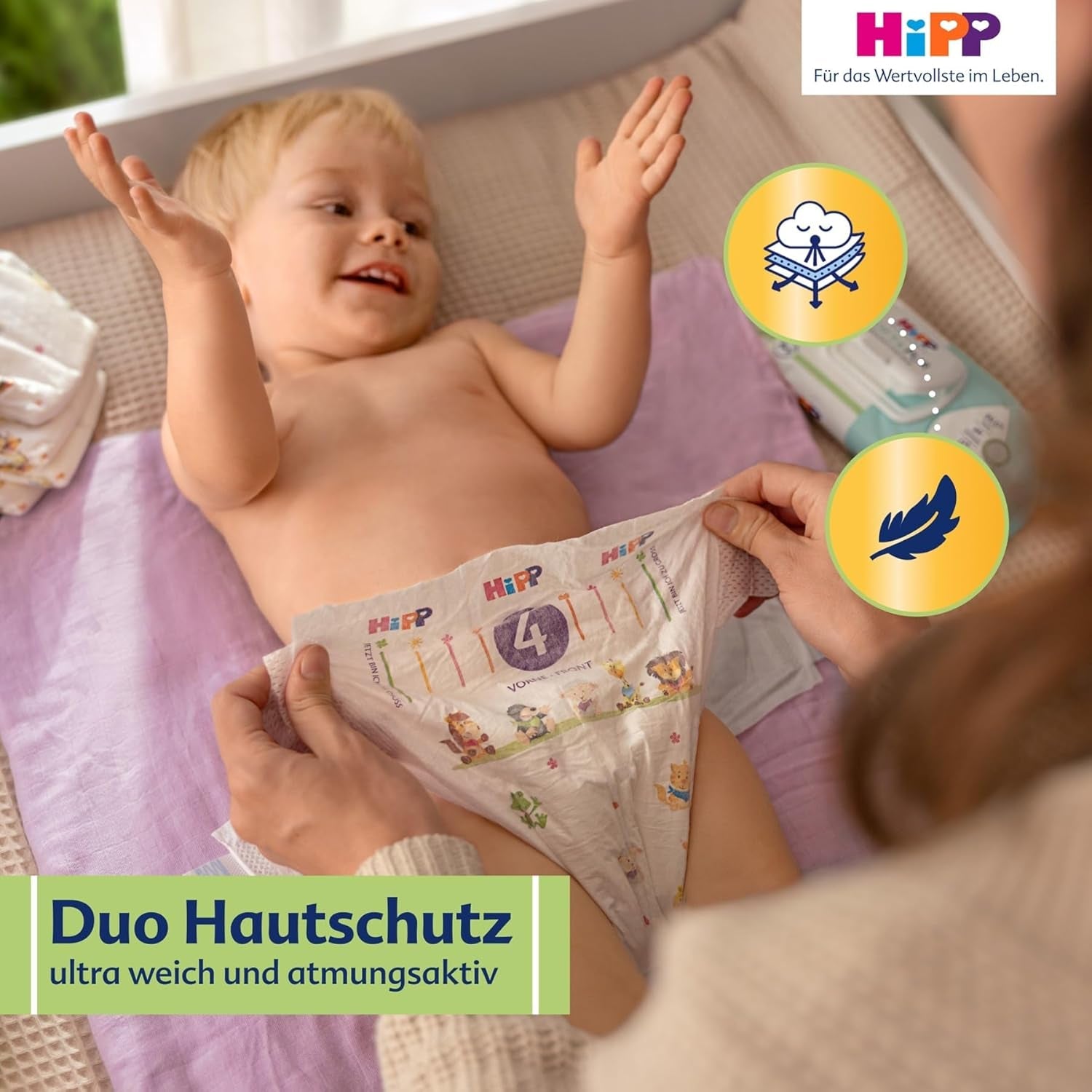Scutec HiPP Extra Soft Premium Mărimea 1 Nou-născut 2-5 kg, 72 bucăți (3 pachete a câte 24), cu protecție anti-scurgere în 3 moduri și protecție dublă a pielii