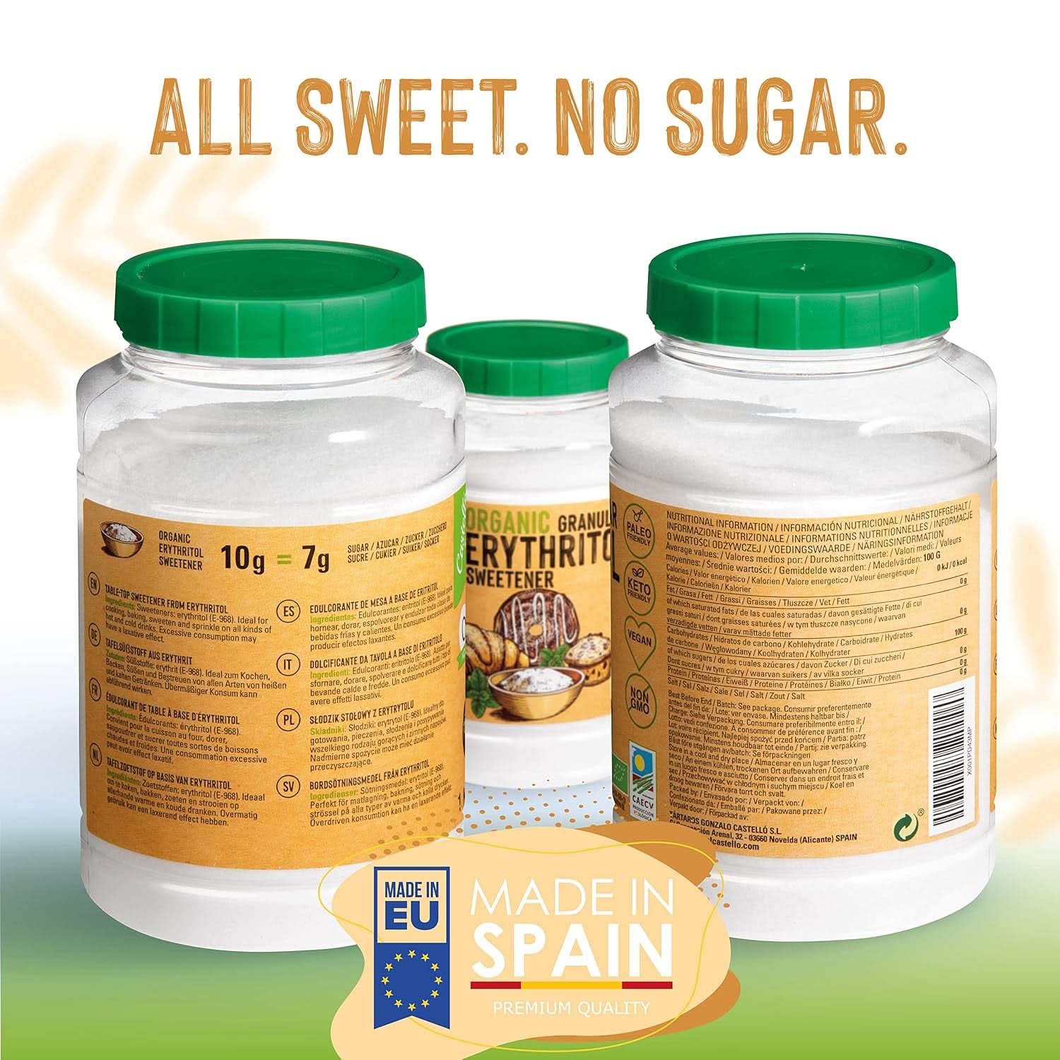Eritritol natural organic, 10G = 7G zahăr, 1 Kg Indulcitori Naty Shop