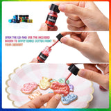 Sclipici comestibil lichid - sclipici alimentar curcubeu 7 culori pentru decorarea torturilor, băuturi, copt, brioșe - pudră sclipici alimentar comestibil lichid pentru cocktailuri, fondant, prăjituri