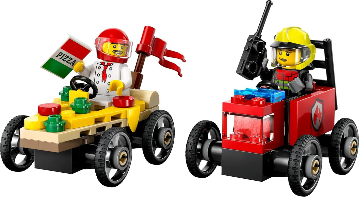 LEGO City Pizza Delivery Van Vs. Pizza Truck - Jucărie cu cutie de săpun pentru fete și băieți de la 5 ani - Set de construcție cu 2 minifigurine șofer - Cadou aniversar și de vacanță 60458 Seturi de constructie Besuche den LEGO-Store