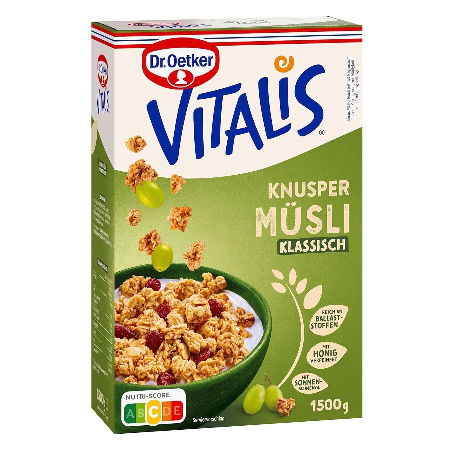 Dr. Oetker Vitalis Crunchy Honeys: Musli crocant cu miere, pentru micul dejun și gustări, pachet de 5 (5 x 600g)