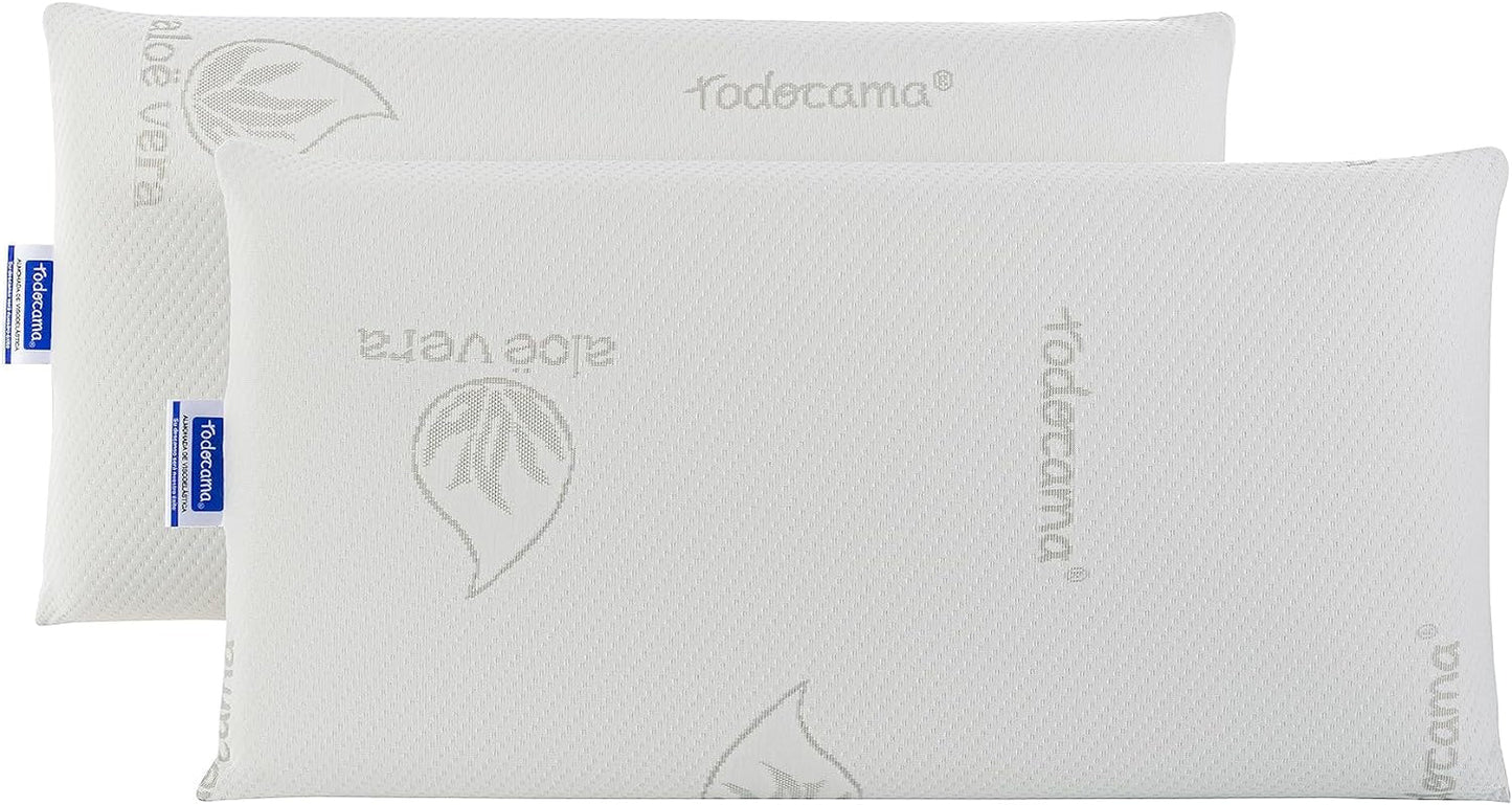 Todocama - Pernă de memorie, aloe vera, 2 bucăți, 70 cm, alb Perne standard Naty Shop Pachet de 2 unități - 70 Cm