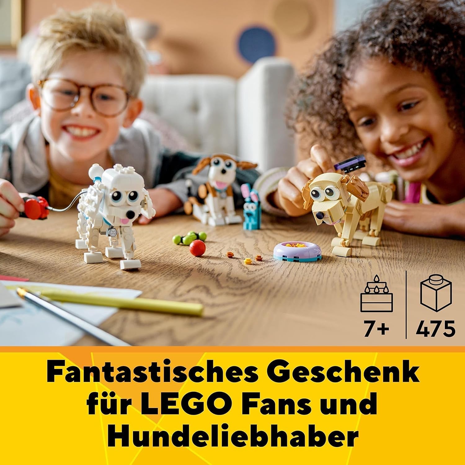 LEGO 31137 Creator 3In1 Set de câini drăguți cu figuri de animale Teckel, Pug, Poodle și multe altele, jucărie pentru copii 7+, cadou pentru iubitorii de câini Seturi de constructie Besuche den LEGO-Store
