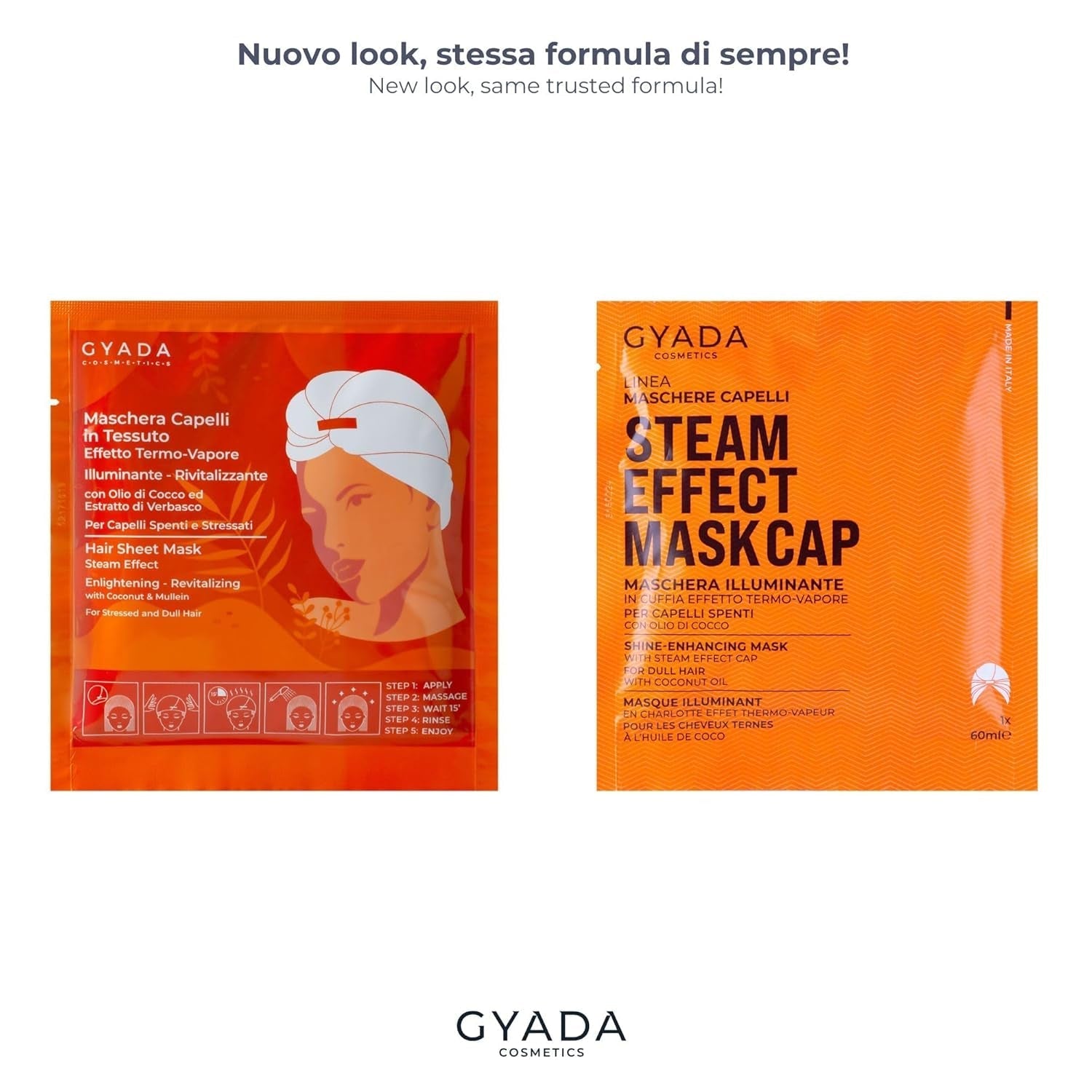 GYADA COSMETICS, mască de păr din material ușor și revitalizant, conferă strălucire și moliciune, efect hrănitor și reparator, cu capac termic, pe bază de ulei de cocos și avocado, 60 ml Masca de par Naty Shop