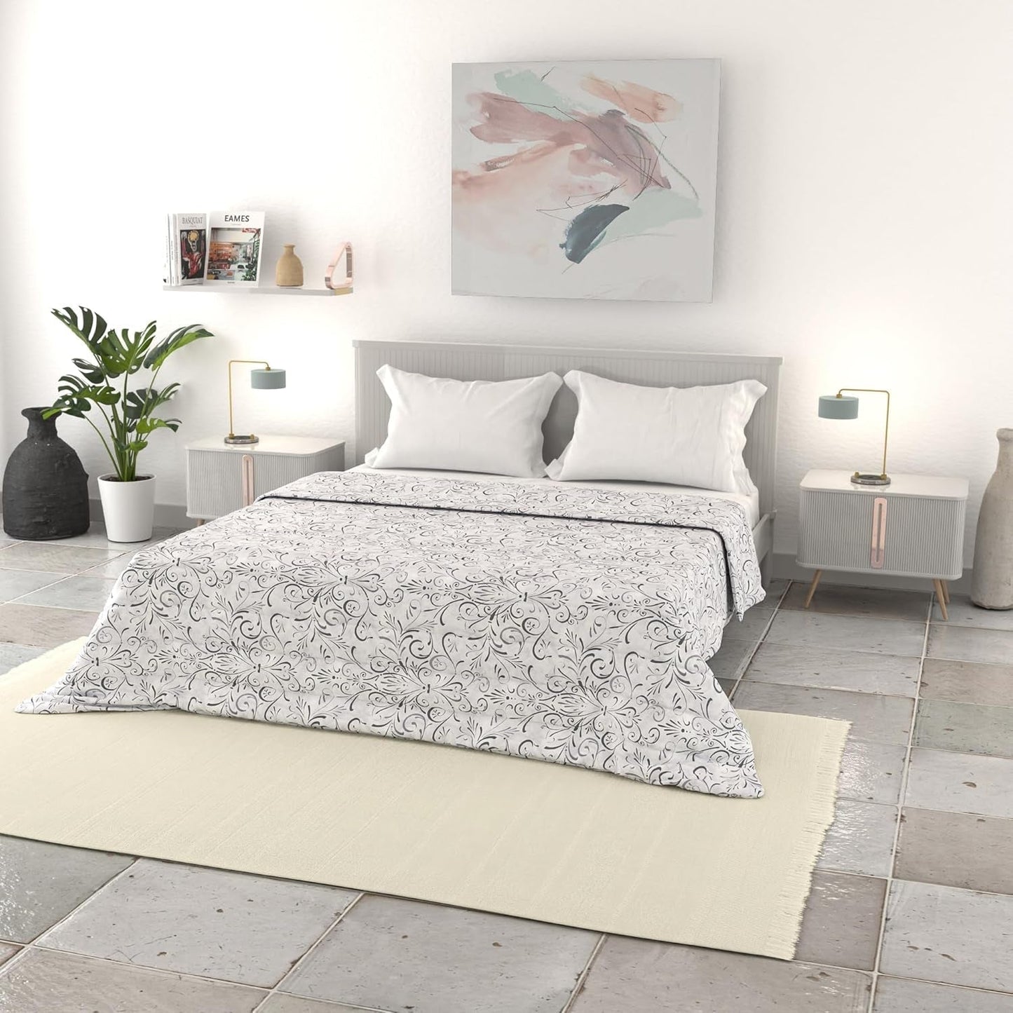 Lenjerie de pat italiană cuvertură de vară de bază, microfibră imprimată, 250X240Cm, cerc Plapumi si pilote Naty Shop Ornato 250X240Cm