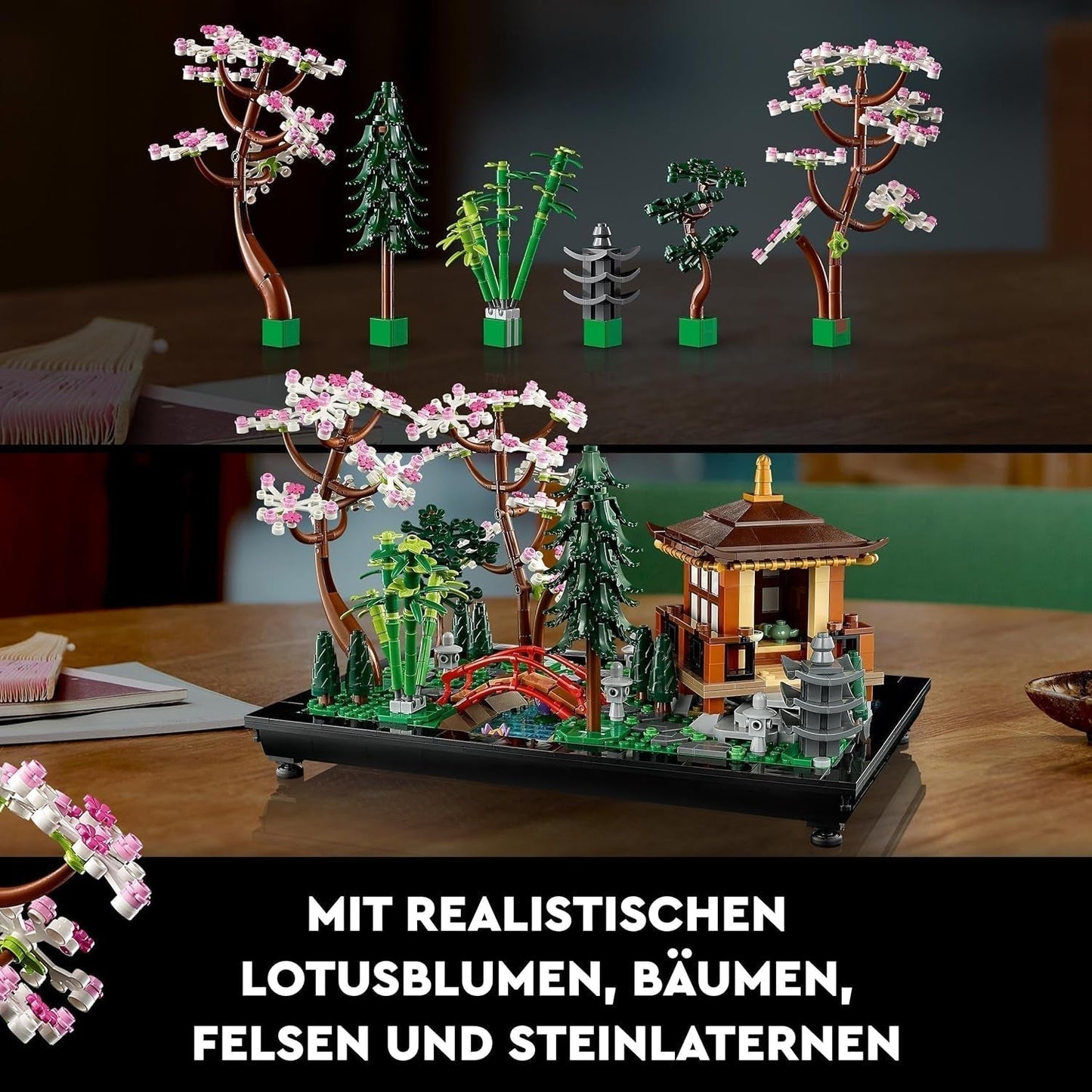 Lego Icons Garden Of Silence - Set de grădină botanică Zen pentru adulți cu flori de lotus - Decorațiune de birou personalizabilă inspirată de Japonia - Cadou pentru femei și bărbați 10315 Seturi de constructie Besuche den LEGO-Store
