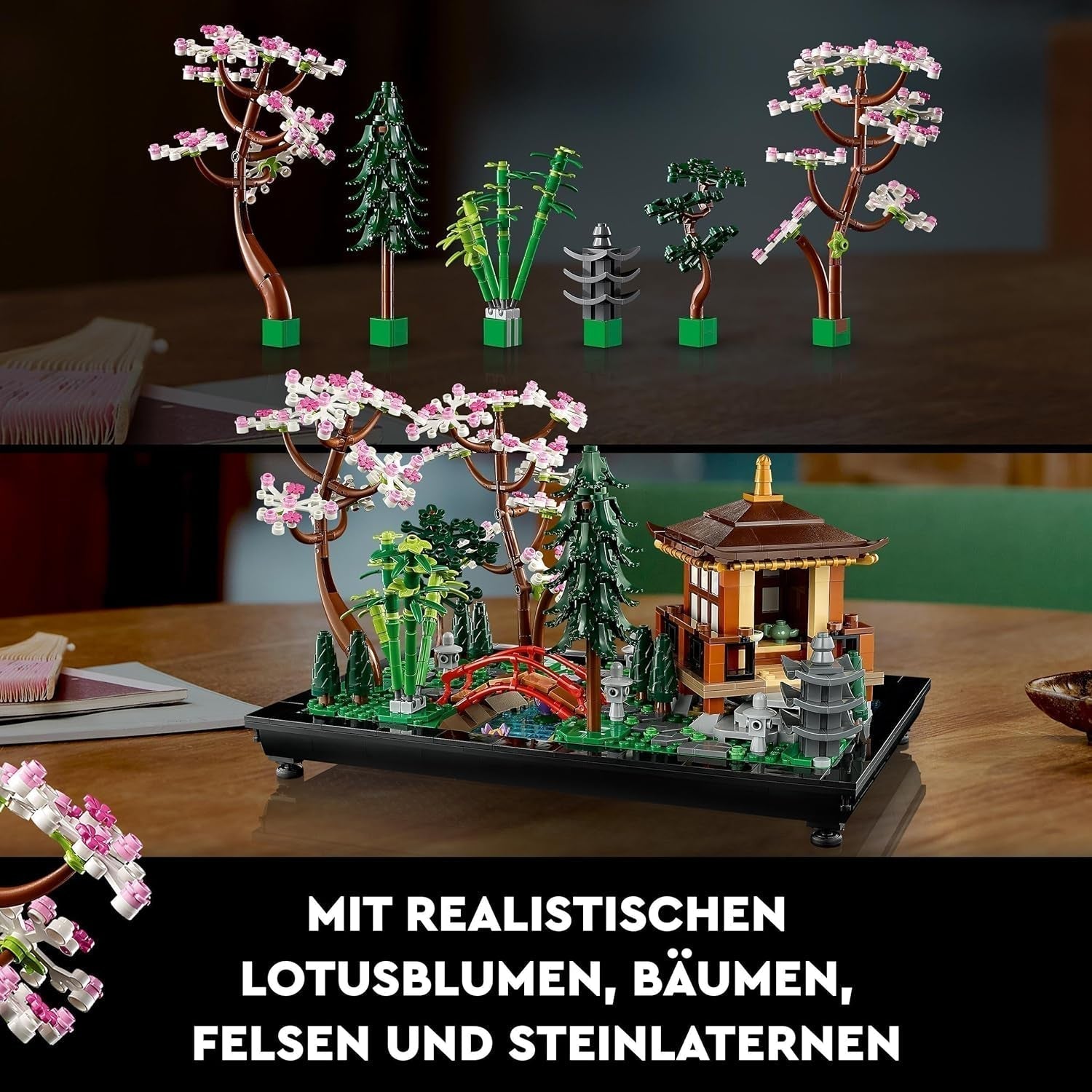 Lego Icons Garden Of Silence - Set de grădină botanică Zen pentru adulți cu flori de lotus - Decorațiune de birou personalizabilă inspirată de Japonia - Cadou pentru femei și bărbați 10315 Seturi de constructie Besuche den LEGO-Store