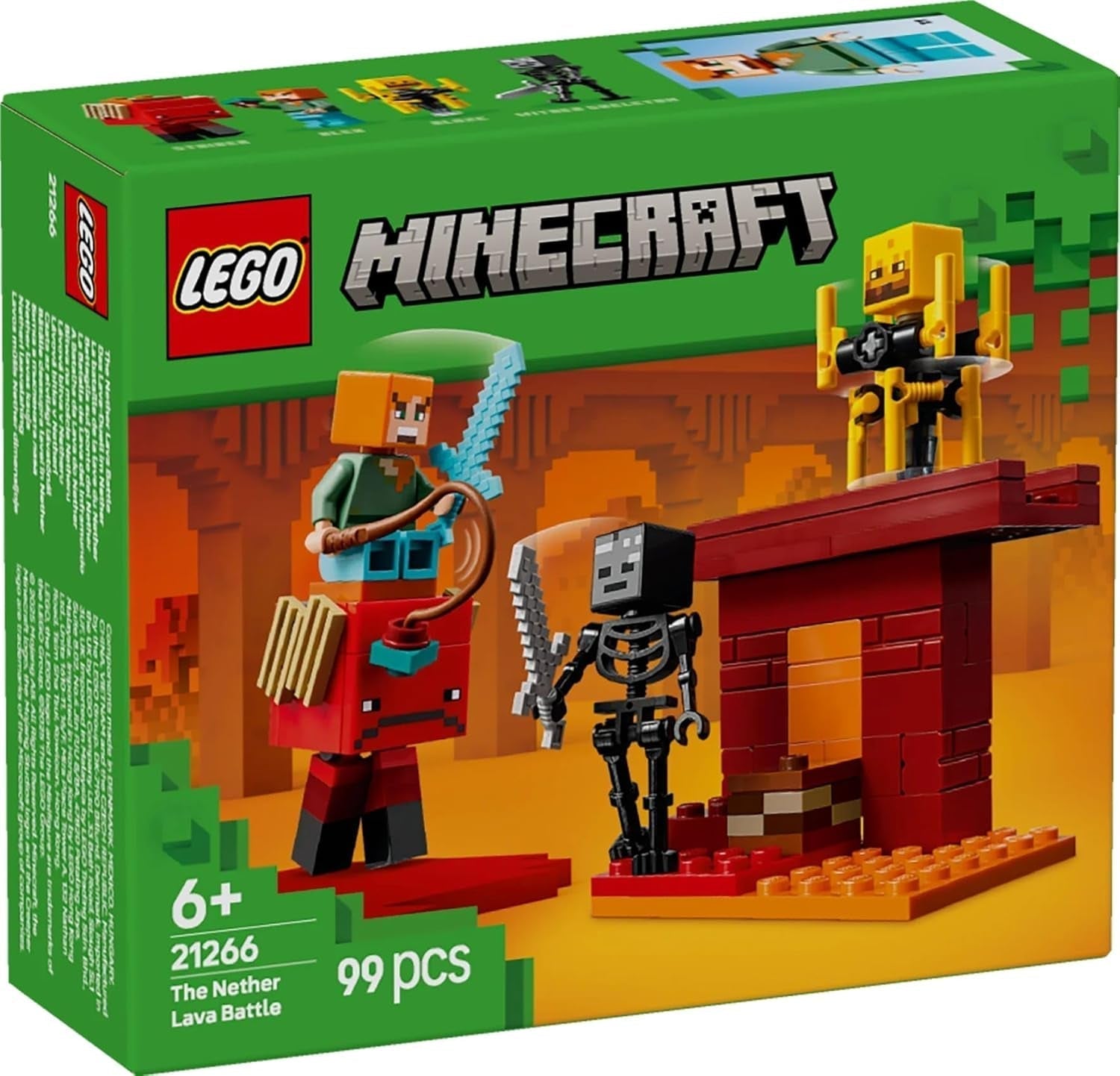 LEGO Minecraft Duelul de lavă din adâncuri, jucărie pentru fanii jocului video, fortăreață cu minifigurine, inclusiv Alex, scheletul Wither, Lohe și Strider, cadou pentru fete și băieți de la 6 ani 21266 Seturi de constructie Besuche den LEGO-Store