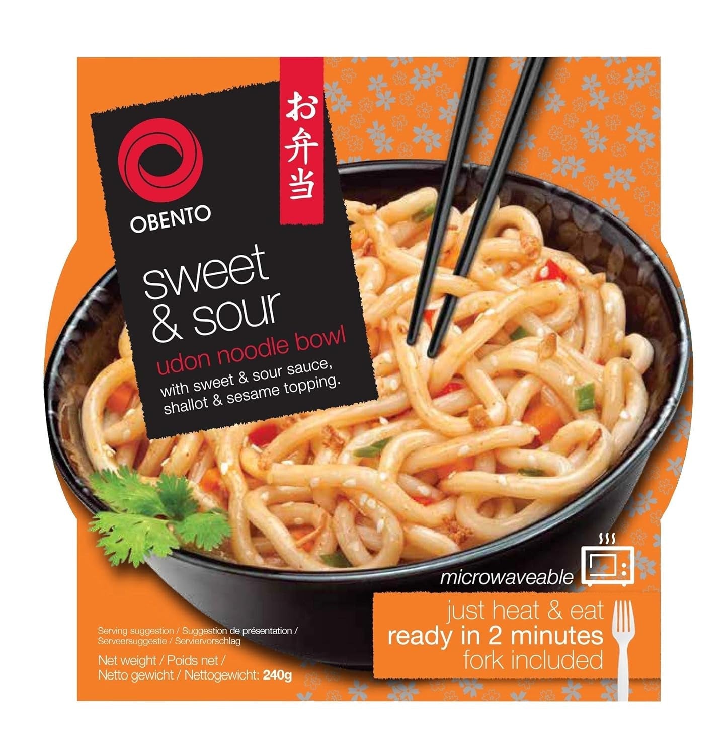 Bol Udon dulce-acrișor, mâncare gata preparată pentru cuptorul cu microunde, 240 g