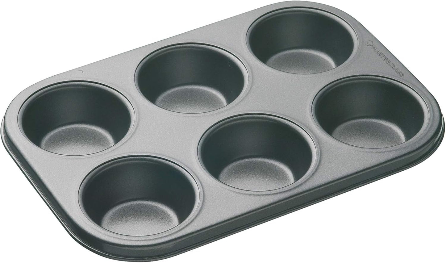 Masterclass 6-Loch-Muffinblech Mit PTFE-, PFOA- Und Bpa-Freiem Antihaftbeschichtung, Robustes 1Mm Dickes Karbonstahlblech, 27 X 18Cm Cupcake-Form Matrite si tavi pentru copt Naty Shop 27 X 18 X 2.6 Cm