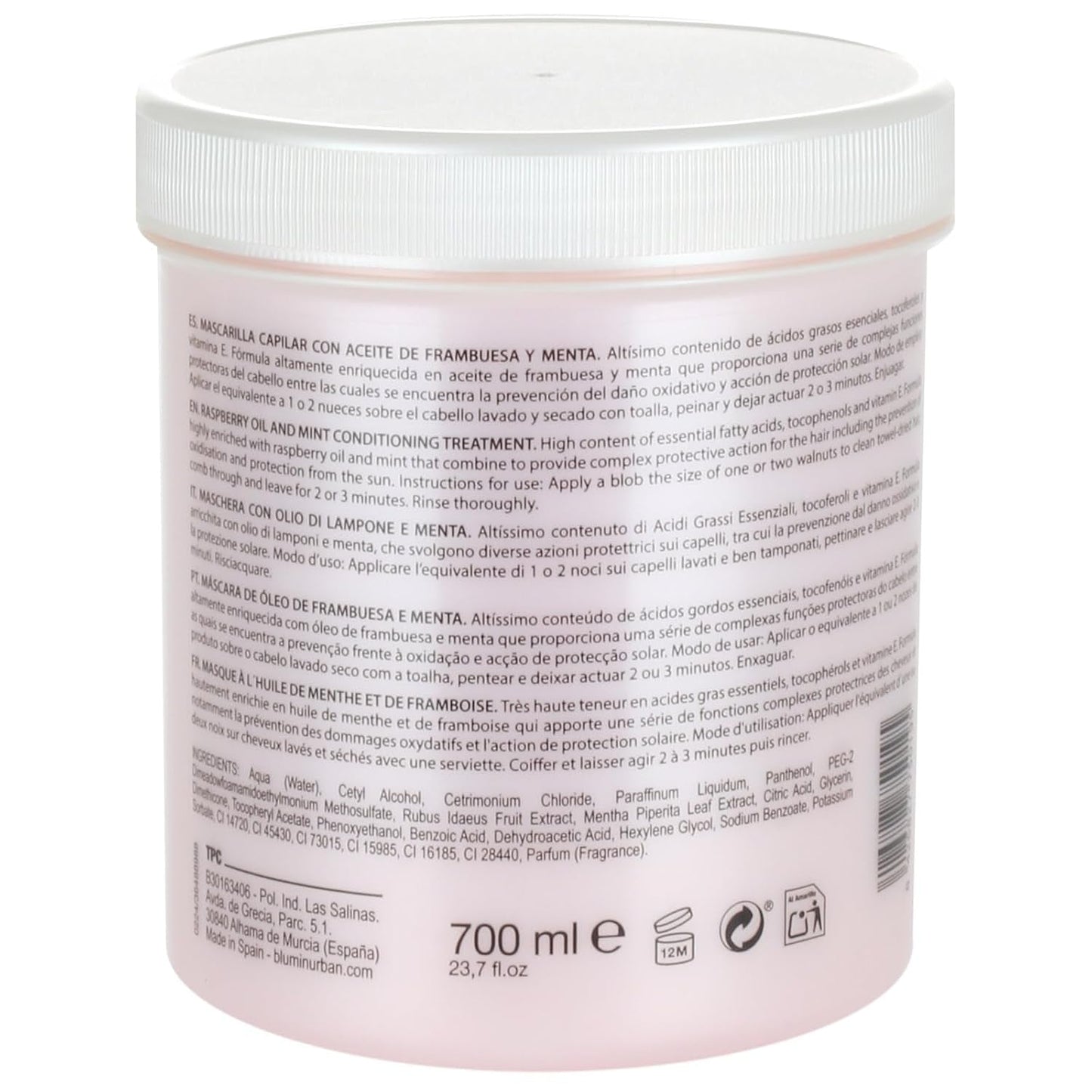 Mască de păr cu ulei de zmeură și mentă Urban, 700 ml Masca de par Naty Shop