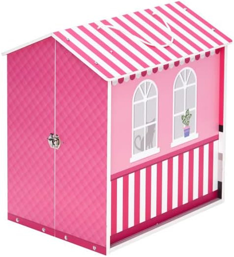 Teamson Kids - Casă de păpuși Dreamland City Café 30 cm - Roz/Alb/Negru